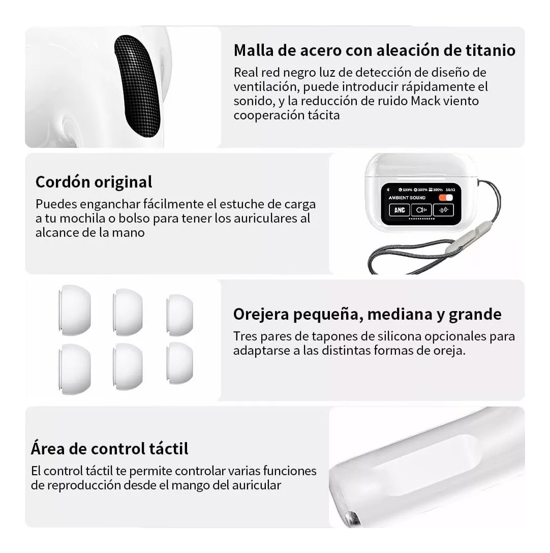 🎧Audífonos A9 pro: Batería Extrema + Estuche Inteligente.
